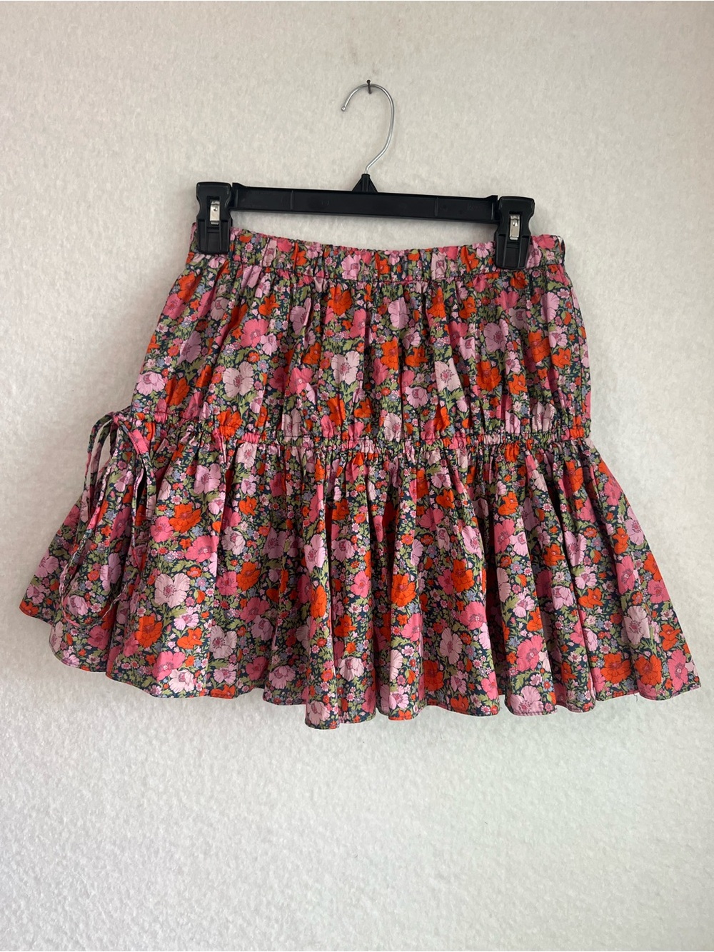 J. Crew Floral Print Tiered Mini Skirt - Pink & Orange